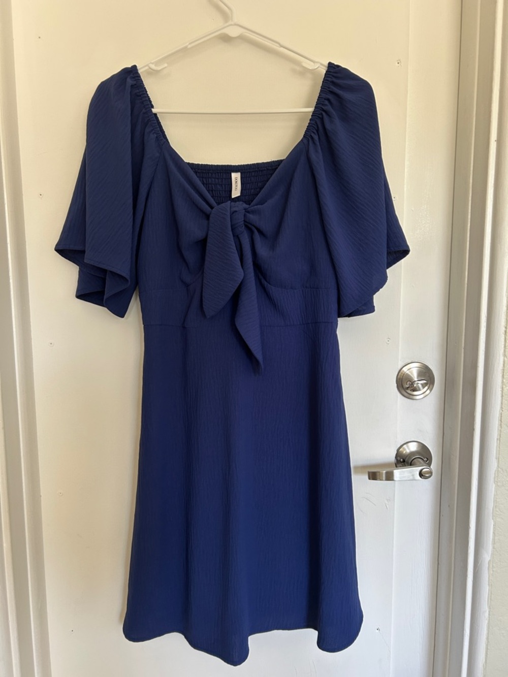 Royal Blue Tie-Front Flutter Sleeve Dress